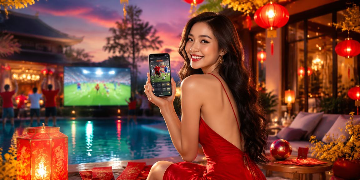 Phong bì đỏ và đèn lồng tại Huế tượng trưng cho voucher lì xì may mắn